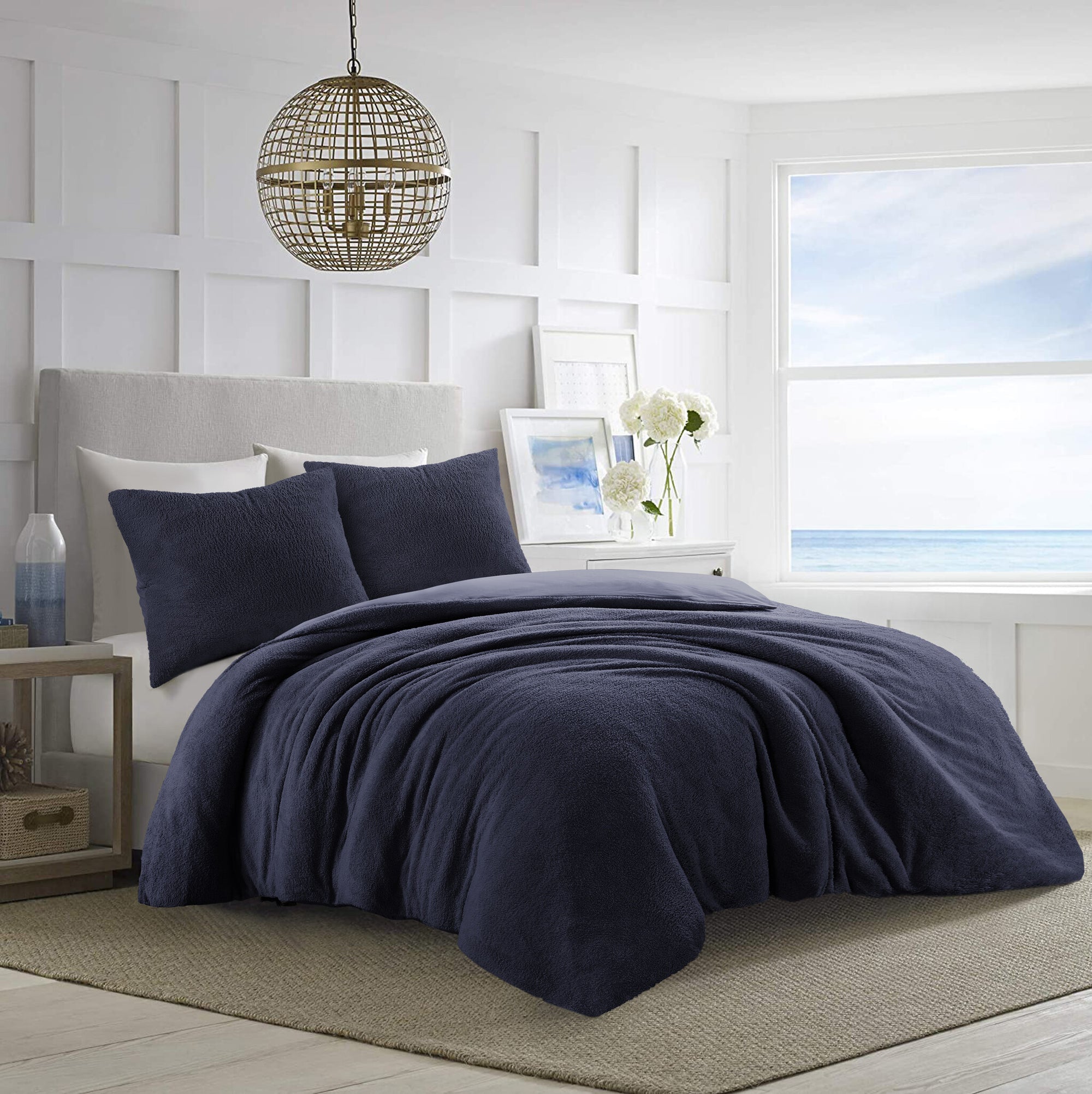 Teddy dekbedovertrek onderkant microvezel - navy - lits-jumeaux (240x220 + 2st. 60x70 cm)