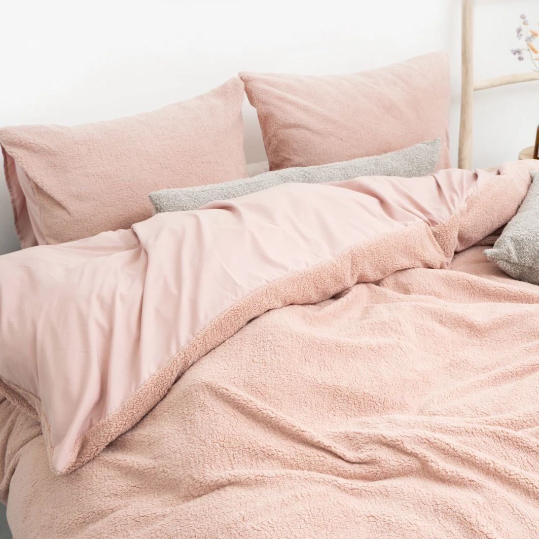 Teddy dekbedovertrek onderkant microvezel - roze