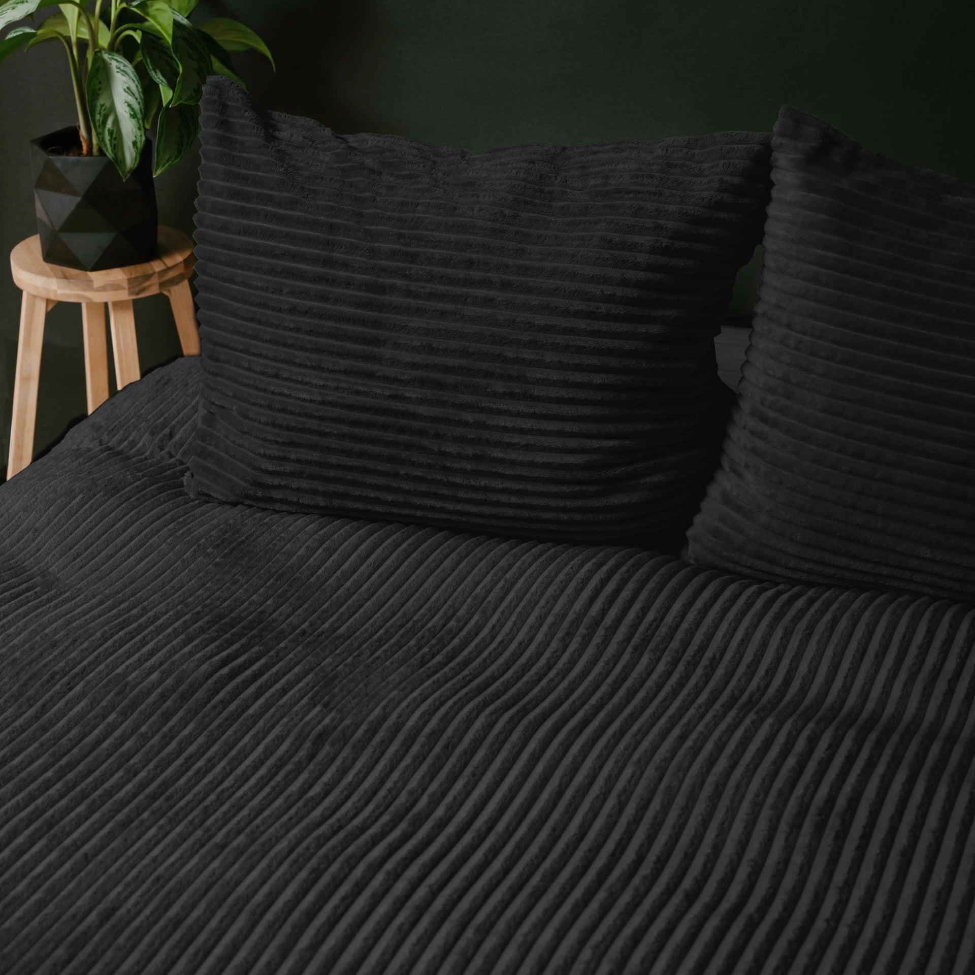 Teddy Dekbedovertrek Rib Fleece onderkant microvezel - Zwart
