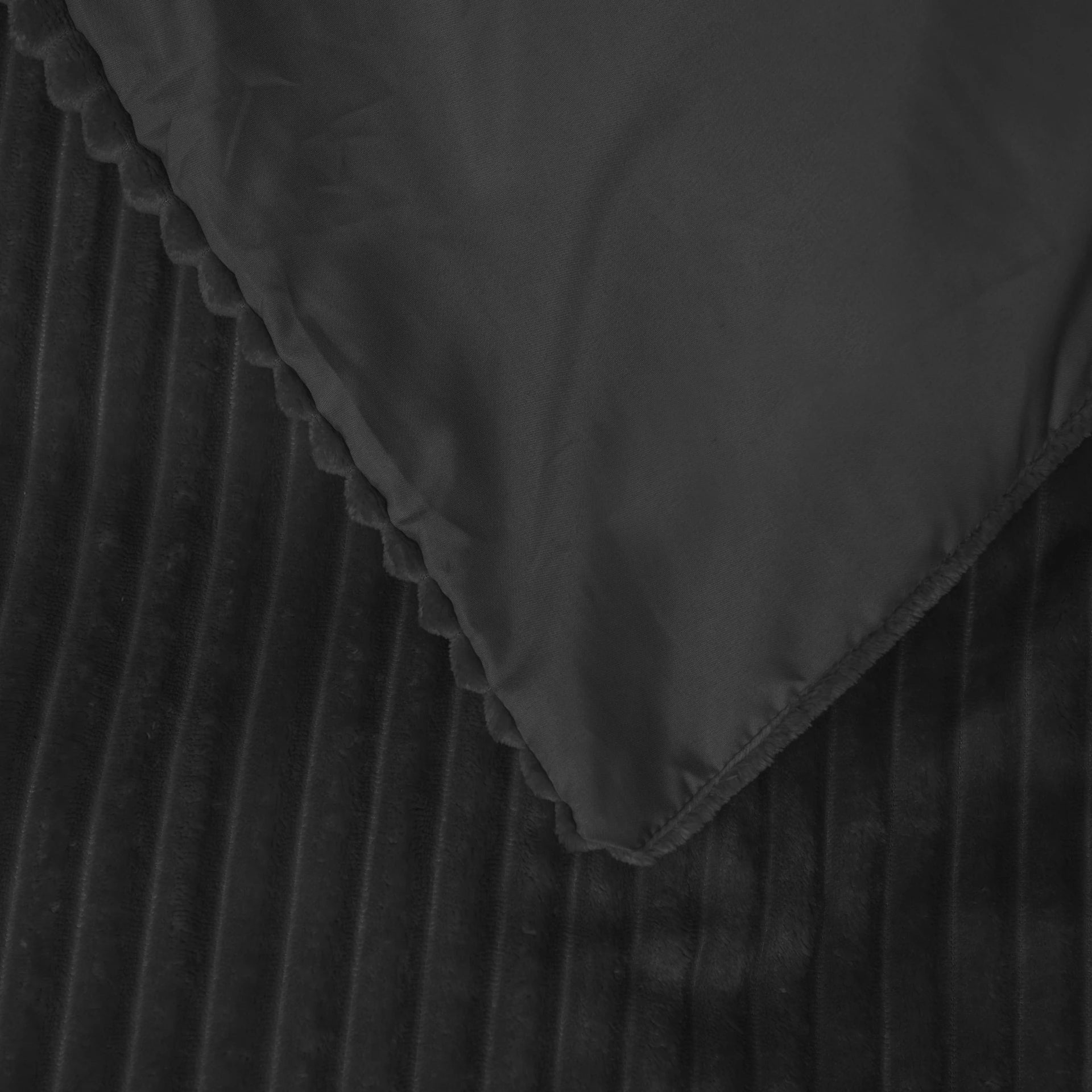 Teddy Dekbedovertrek Rib Fleece onderkant microvezel - Zwart