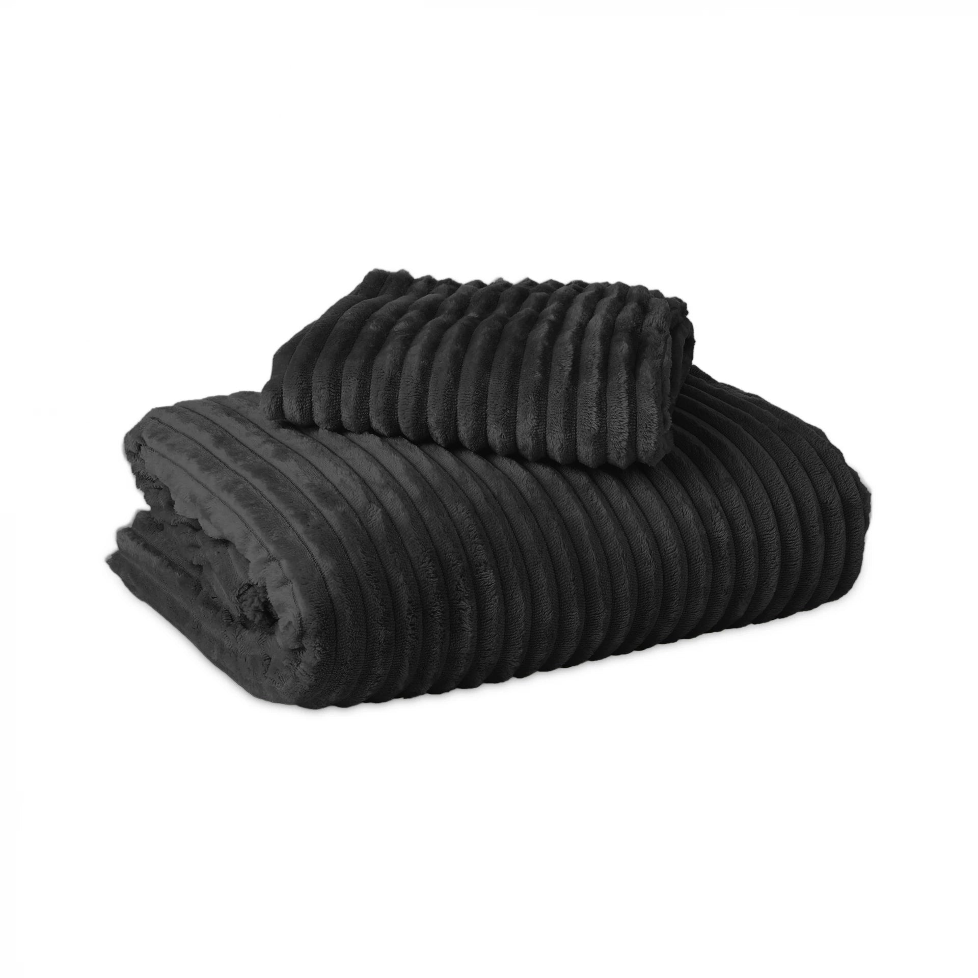 Teddy Dekbedovertrek Rib Fleece onderkant microvezel - Zwart