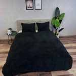 Teddy fleece dekbedovertrek onderkant microvezel - Zwart