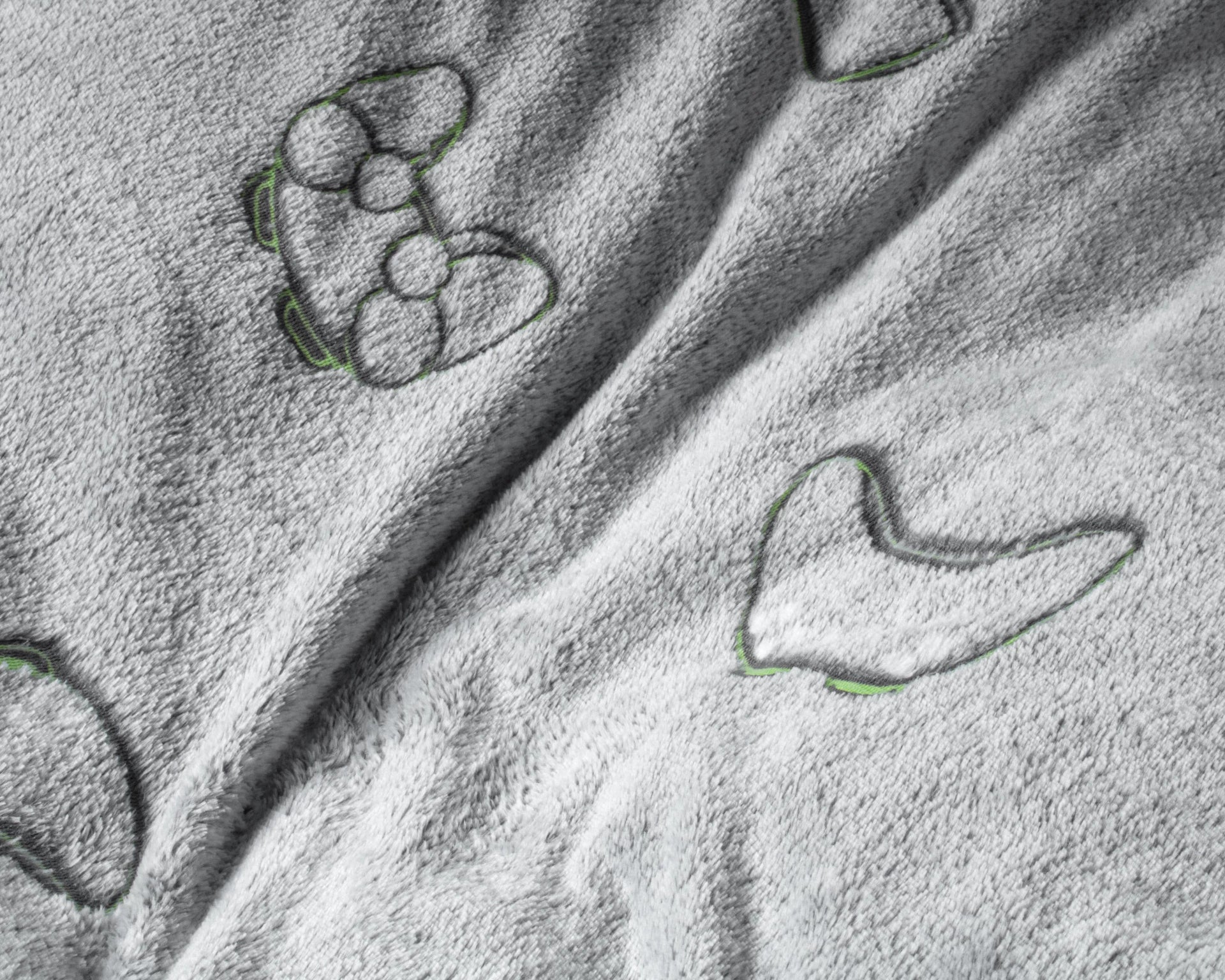 Teddy Fleece kinderdekbedovertrek - Glow in the dark - Games - Grijs - 1-persoons (140x220 + 60x70 cm)