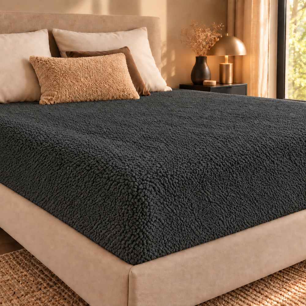 Teddy fleece hoeslaken - Antraciet