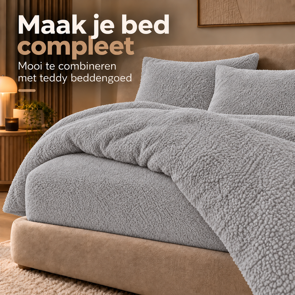 Teddy fleece hoeslaken - Grijs