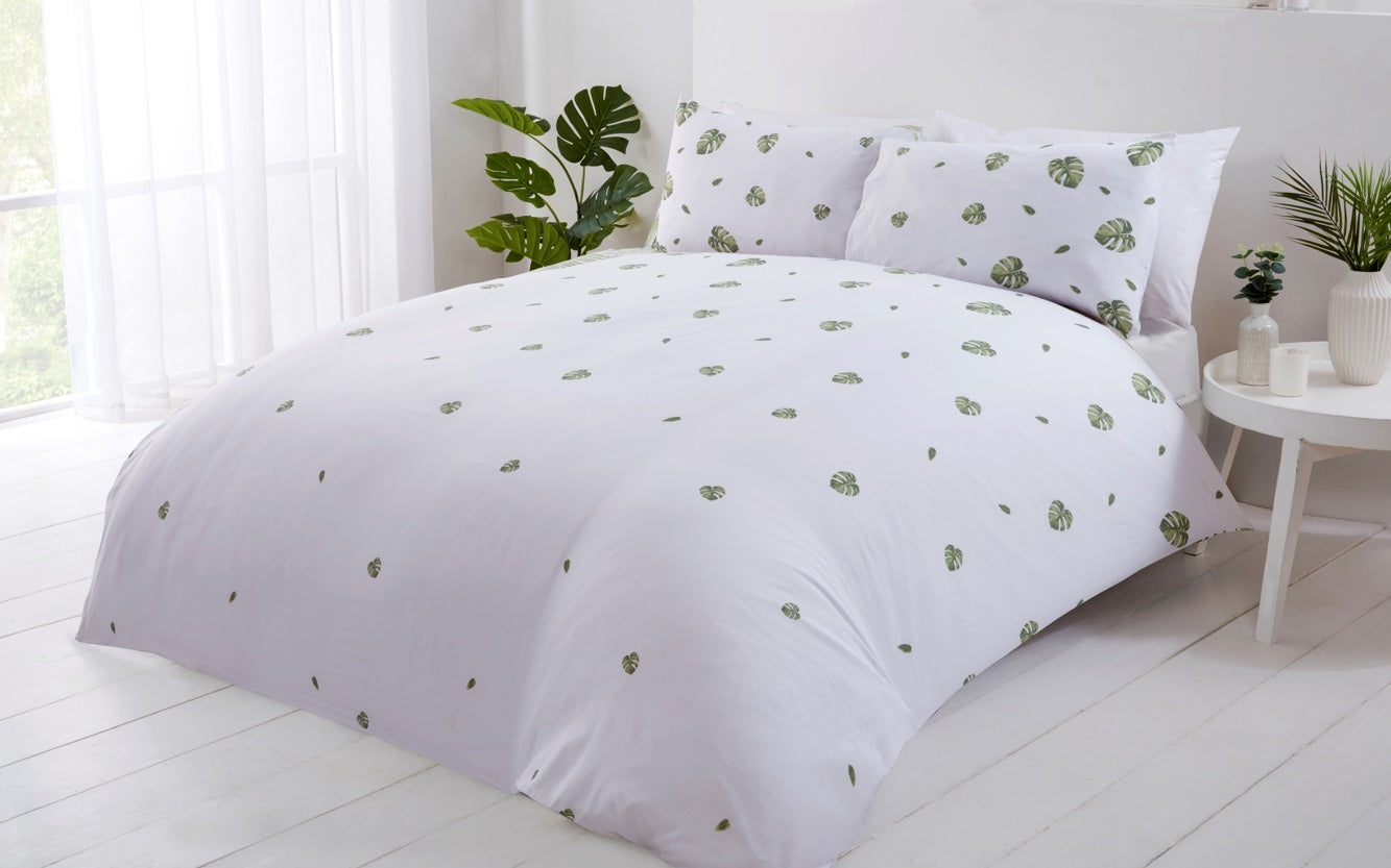 B-keus Purest Home dekbedovertrek Tropics groen - blended katoen - Lits-jumeaux (230x220 cm)