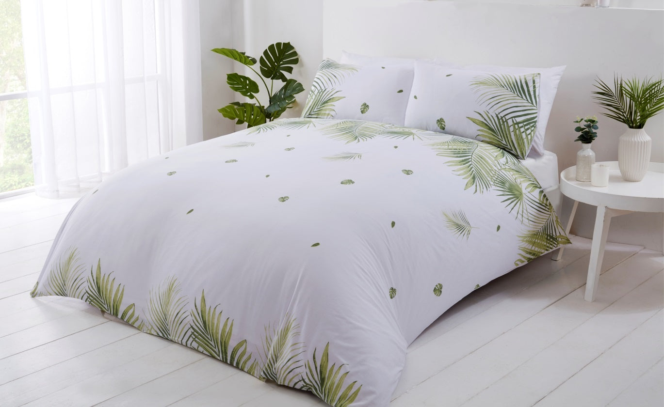 B-keus Purest Home dekbedovertrek Tropics groen - blended katoen - Lits-jumeaux (230x220 cm)