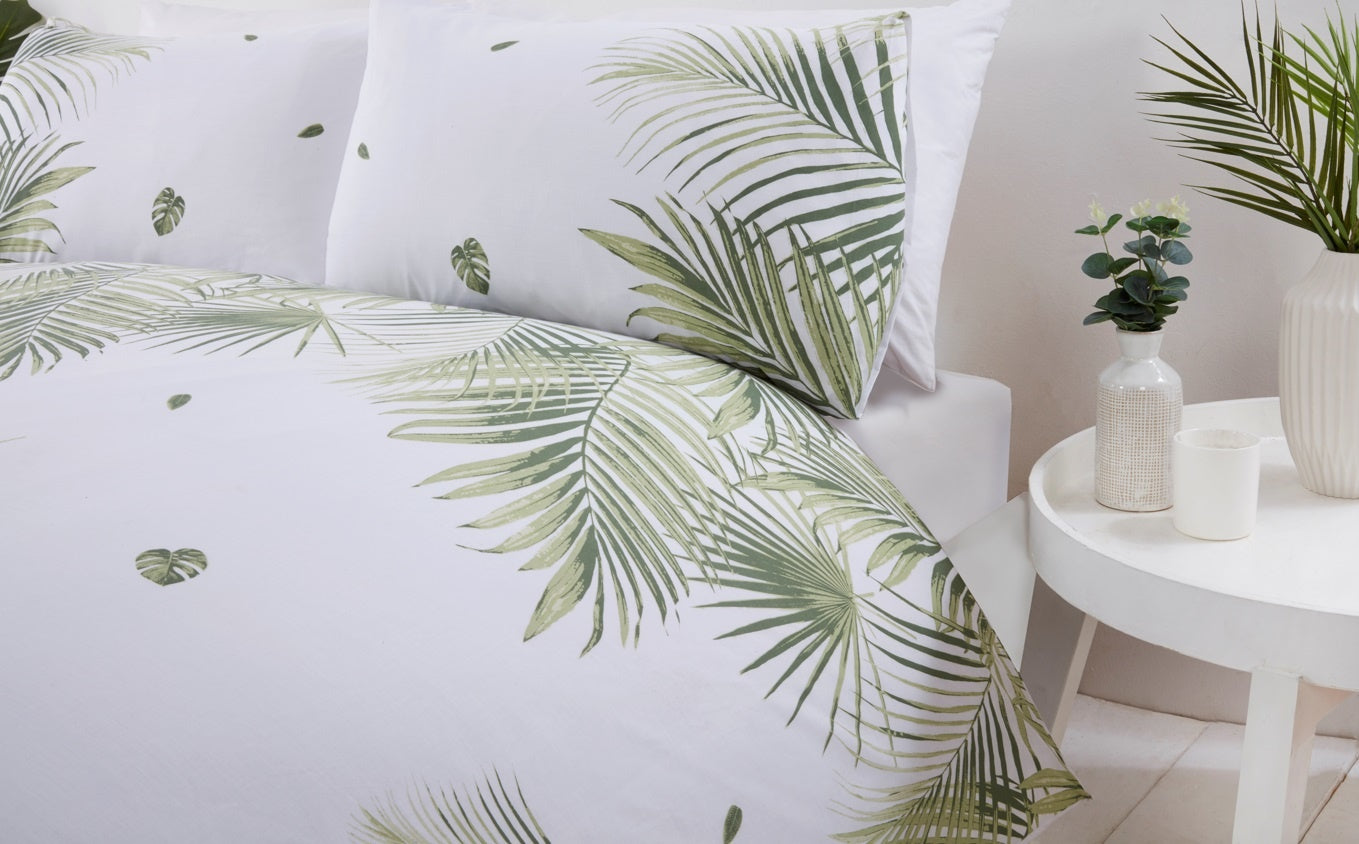 B-keus Purest Home dekbedovertrek Tropics groen - blended katoen - Lits-jumeaux (230x220 cm)