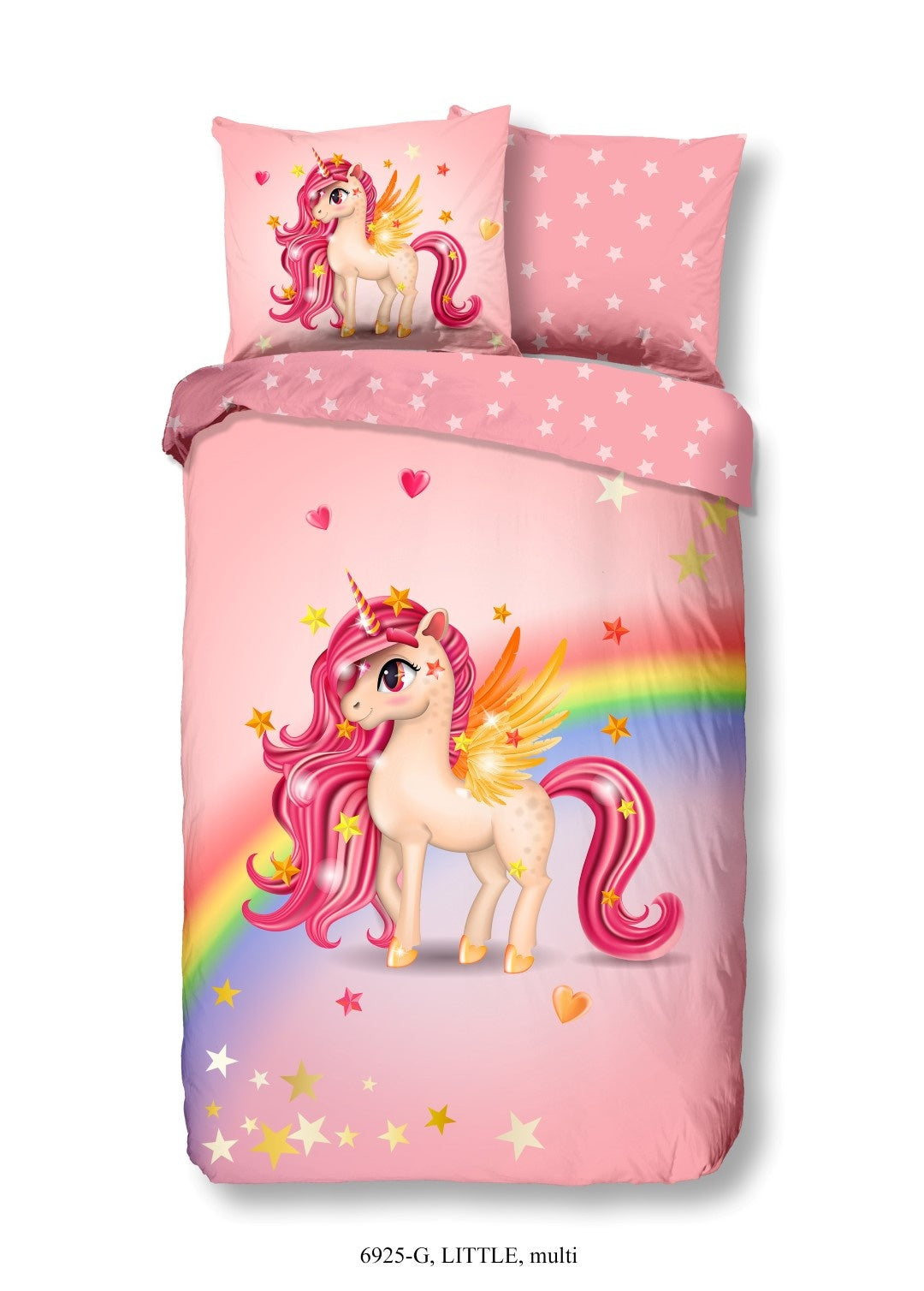 Kinderdekbedovertrek Unicorn rainbow - Katoen - 1-persoons (140x220 + 60x70 cm)