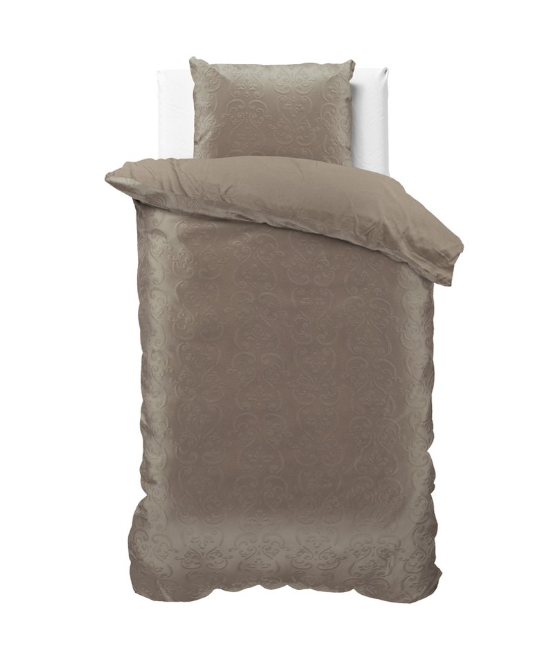 Velvet dekbedovertrek Sultan - embossed - taupe - 1-persoons (140x220 + 60x70cm)