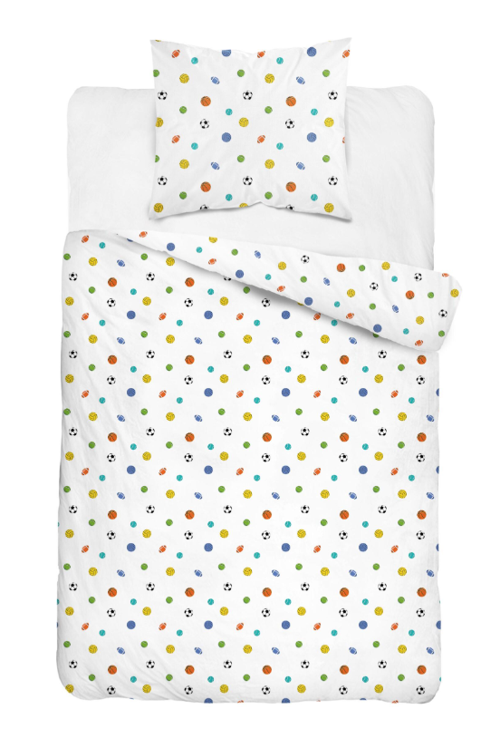 Kinder dekbedovertrek Sportballen - Katoen - 1-persoons (140x200 + 70x80 cm)
