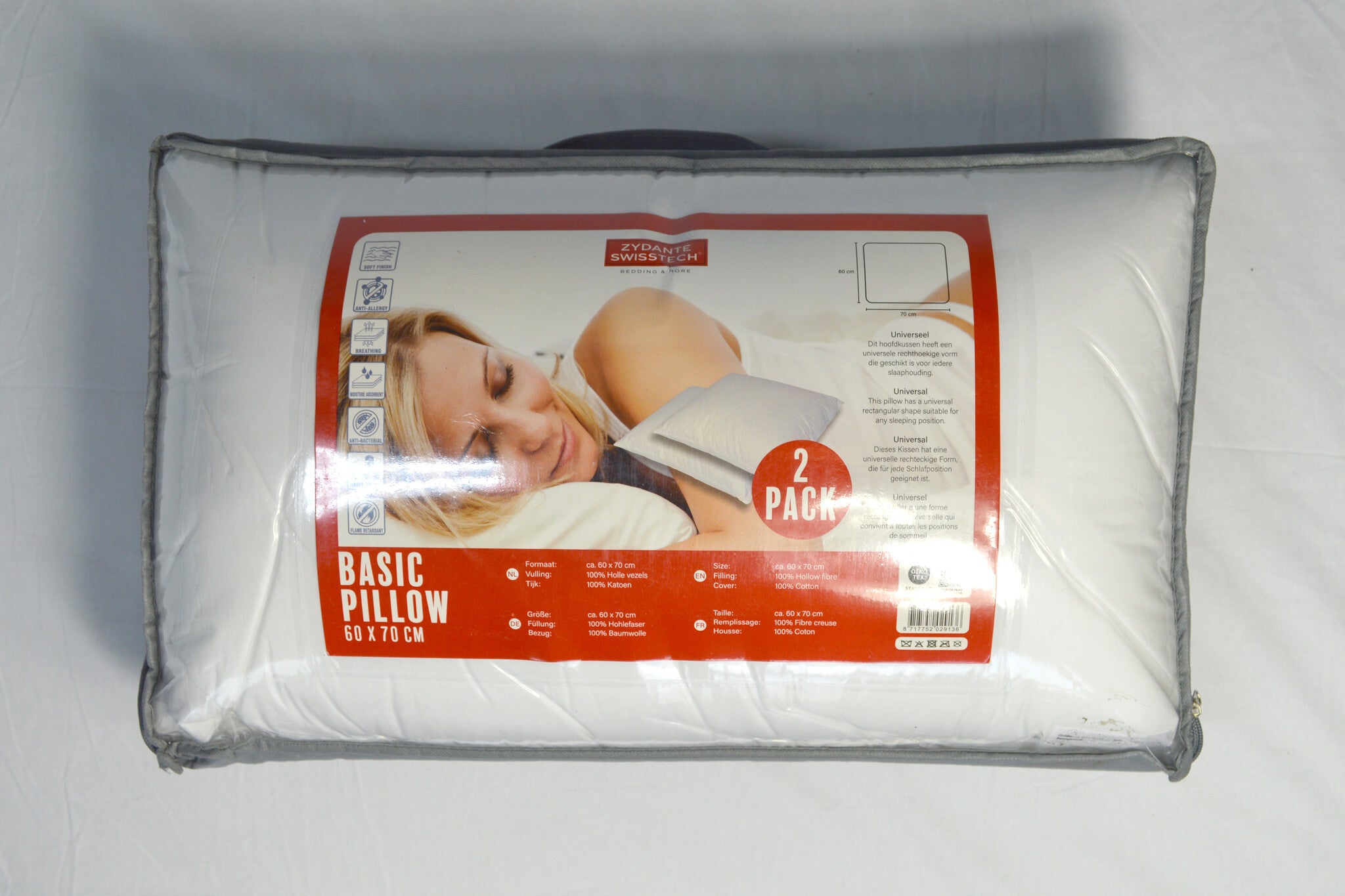 Basic hoofdkussen 60x70 cm (Per 2 stuks)