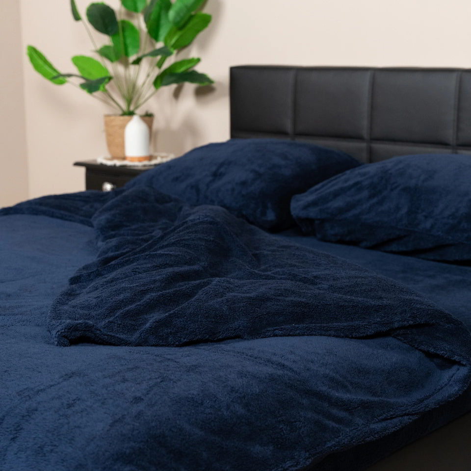 Teddy dekbedovertrek blauw