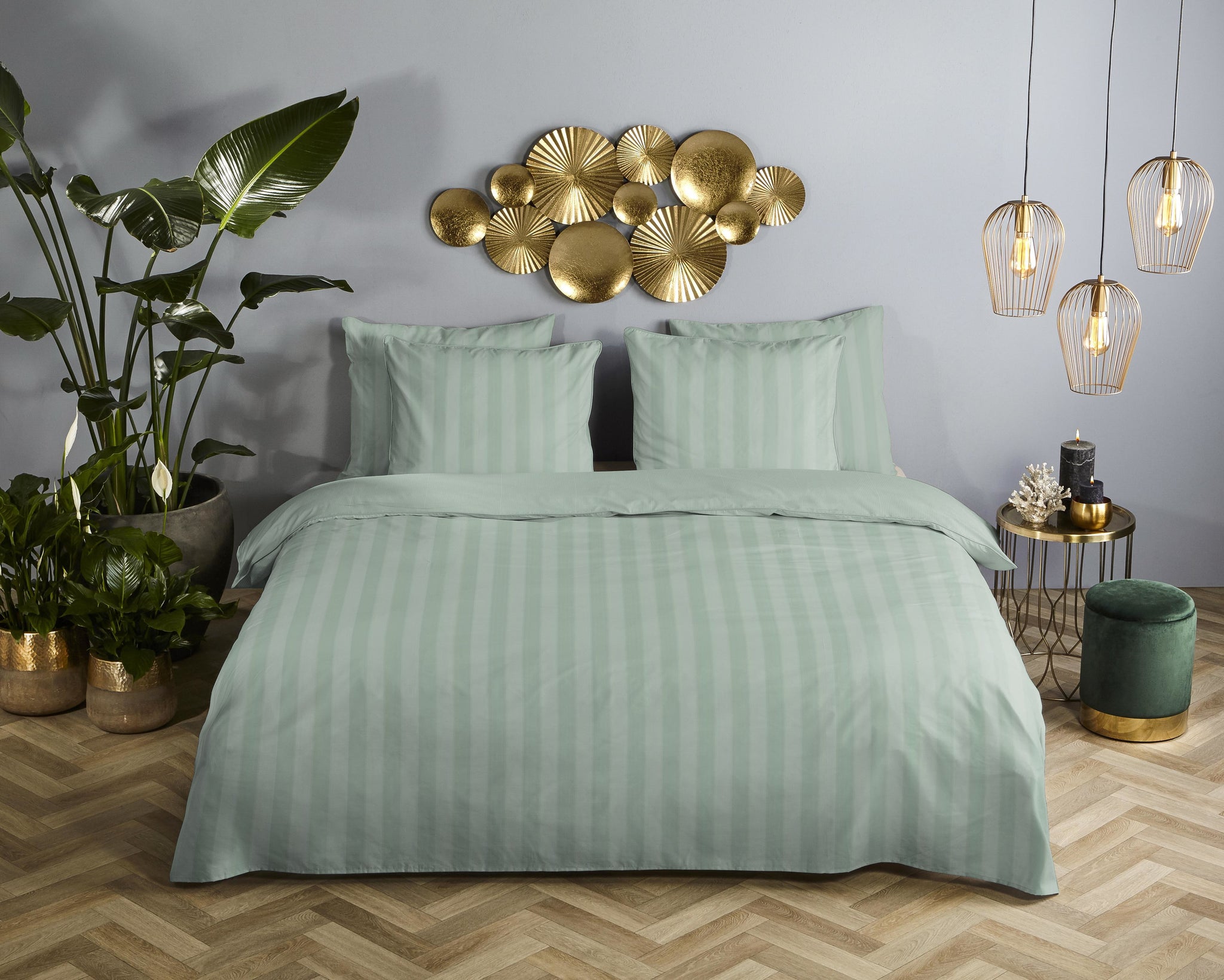 Descanso dekbedovertrek Hotel Sevilla - Light Sage - Katoensatijn