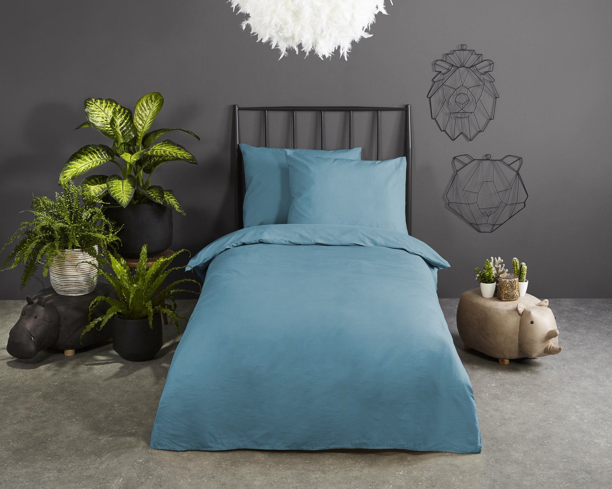 Good Morning dekbedovertrek Uni Adria - Blauw - Katoen