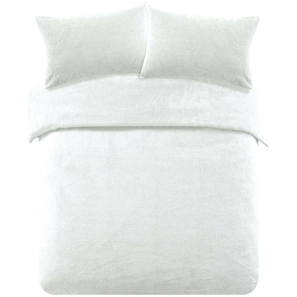 Teddy fleece dekbedovertrek - wit - 2 kanten teddy