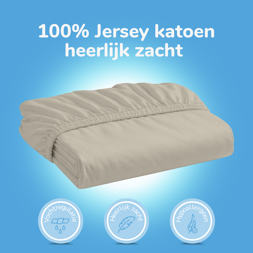 Decoware hoeslaken - jersey - lichtzand