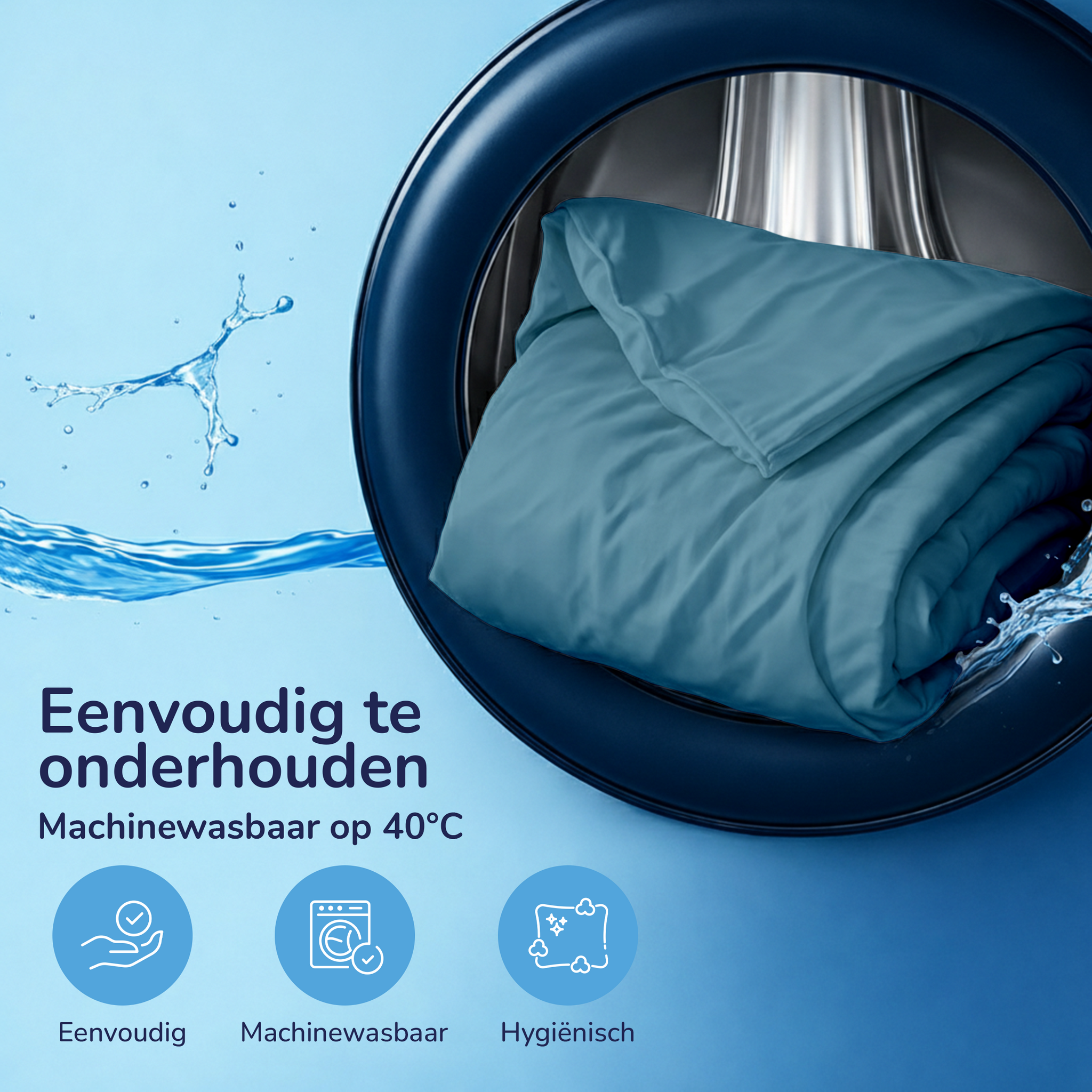 Decoware dekbedovertrek uni - blauw - katoen - ledikant