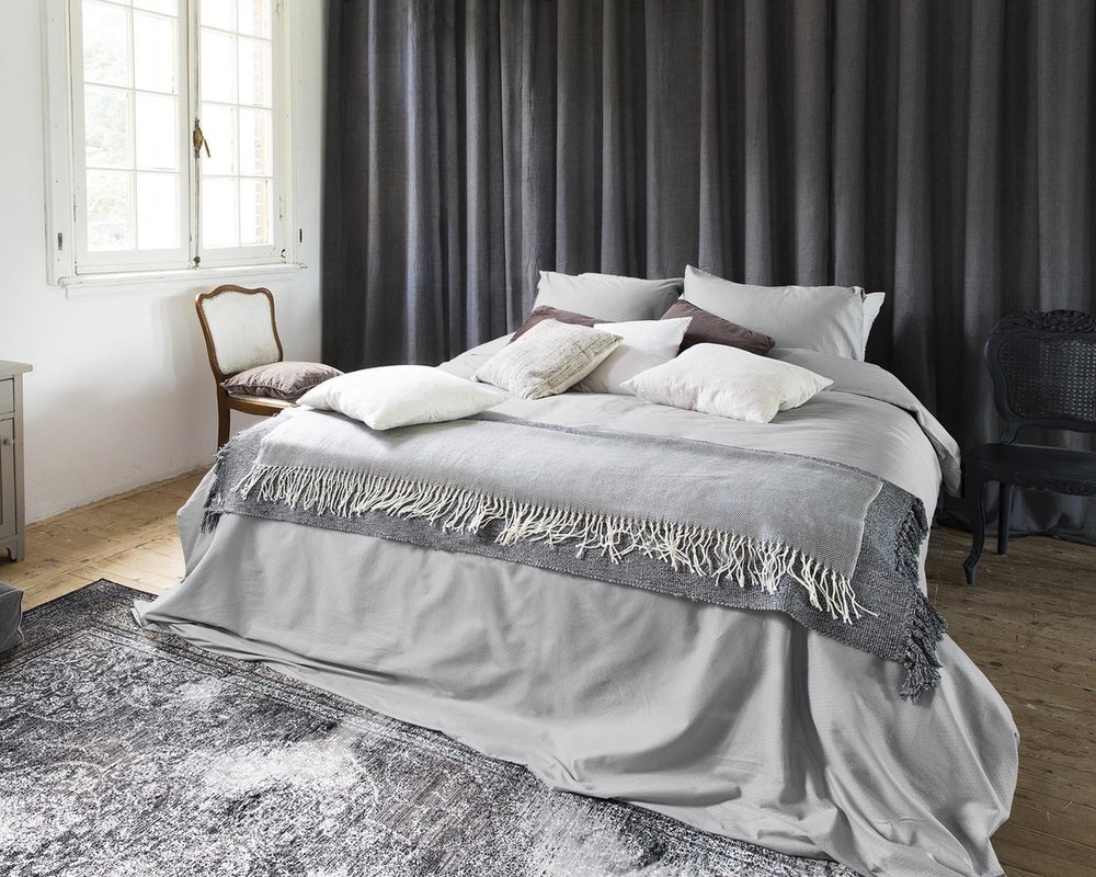 Primaviera dekbedovertrek Leonie - grijs - katoensatijn - 1-persoons (140x220 + 60x70 cm)