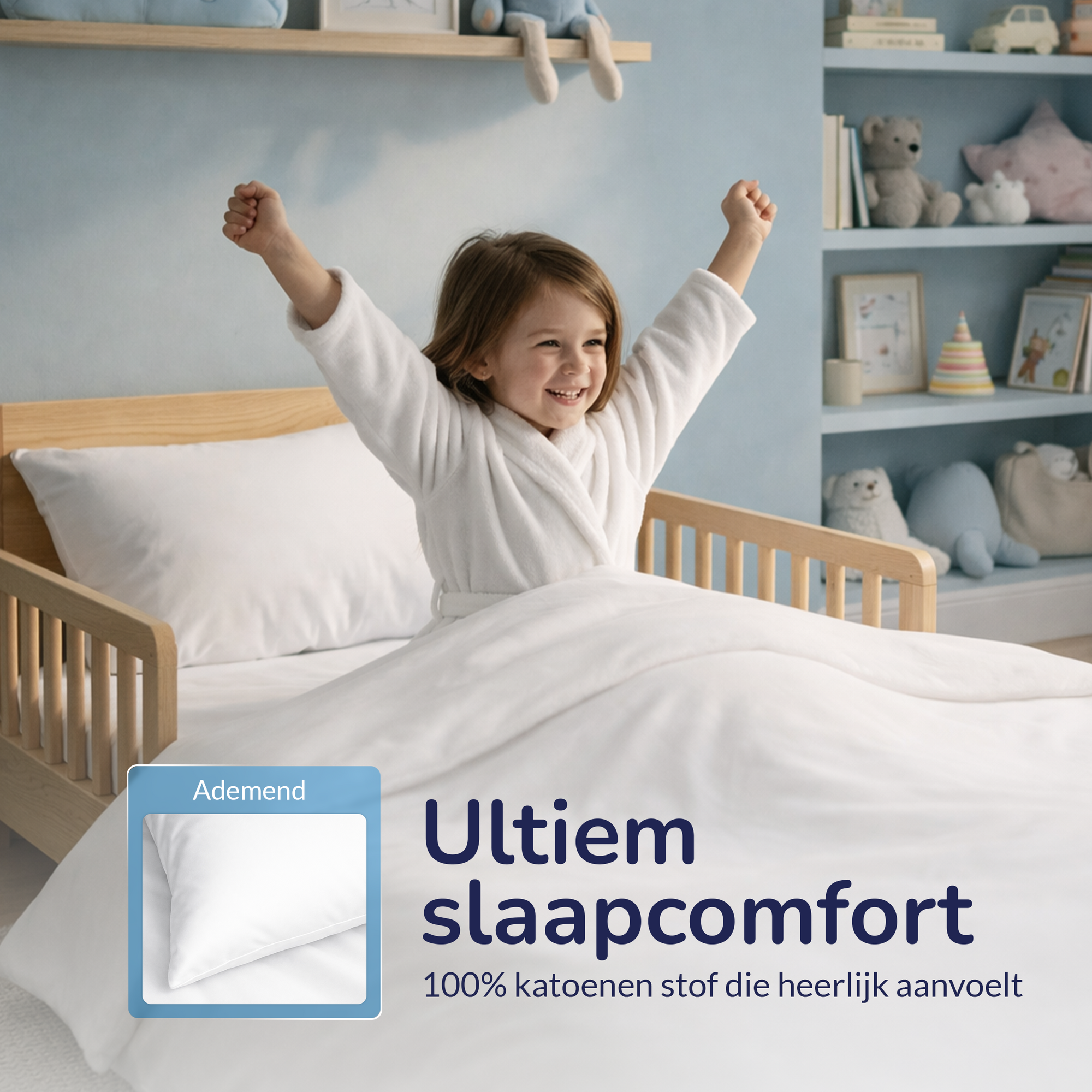 Decoware peuterbed dekbedovertrek uni - Katoen - Wit - 120x150 + 60x70 cm