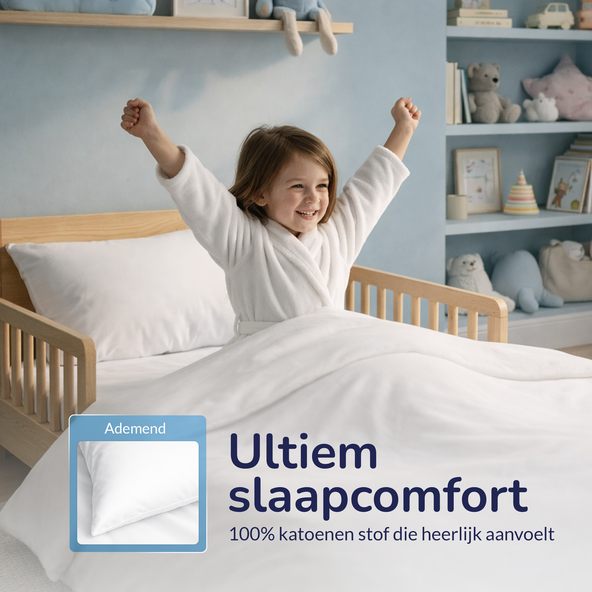 Decoware peuterbed dekbedovertrek uni - Katoen - Wit - 120x150 + 60x70 cm