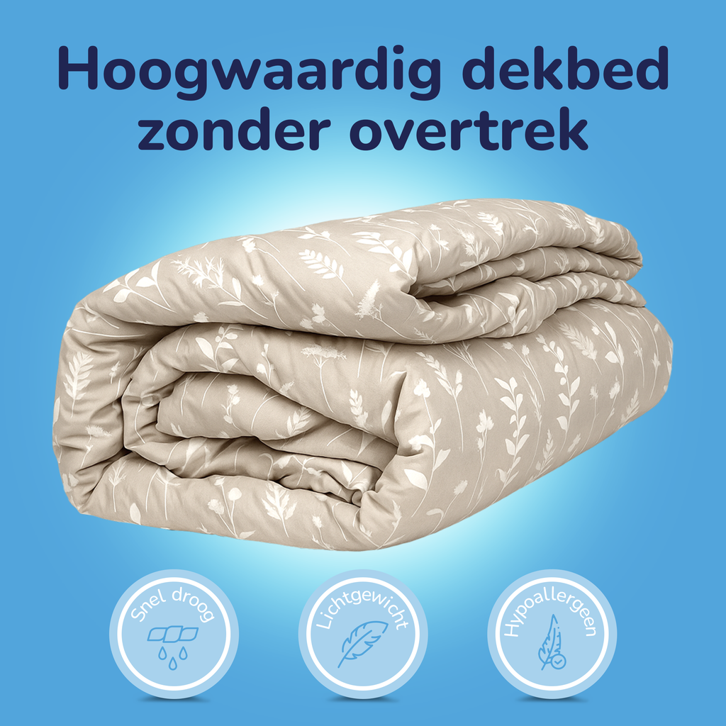 Decoware dekbed zonder overtrek inclusief kussensloop Silhouette Leaves - zand - microvezel
