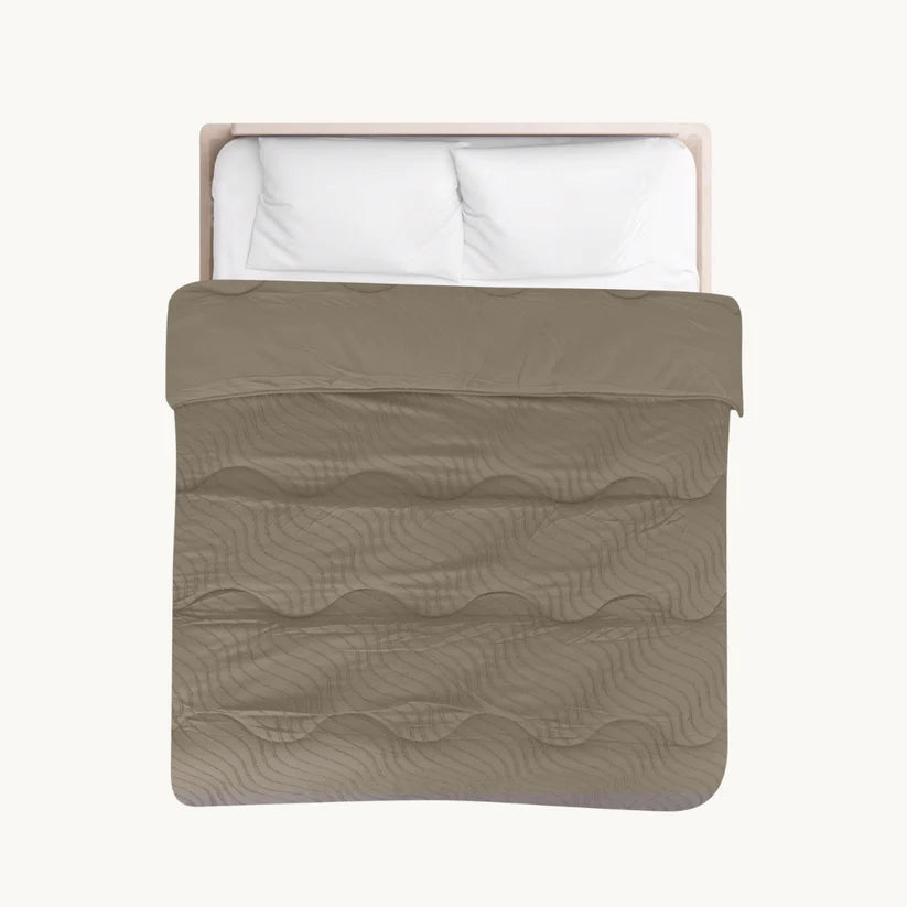 Decoware Easy dekbed zonder overtrek inclusief kussensloop - Tufted Waves - taupe