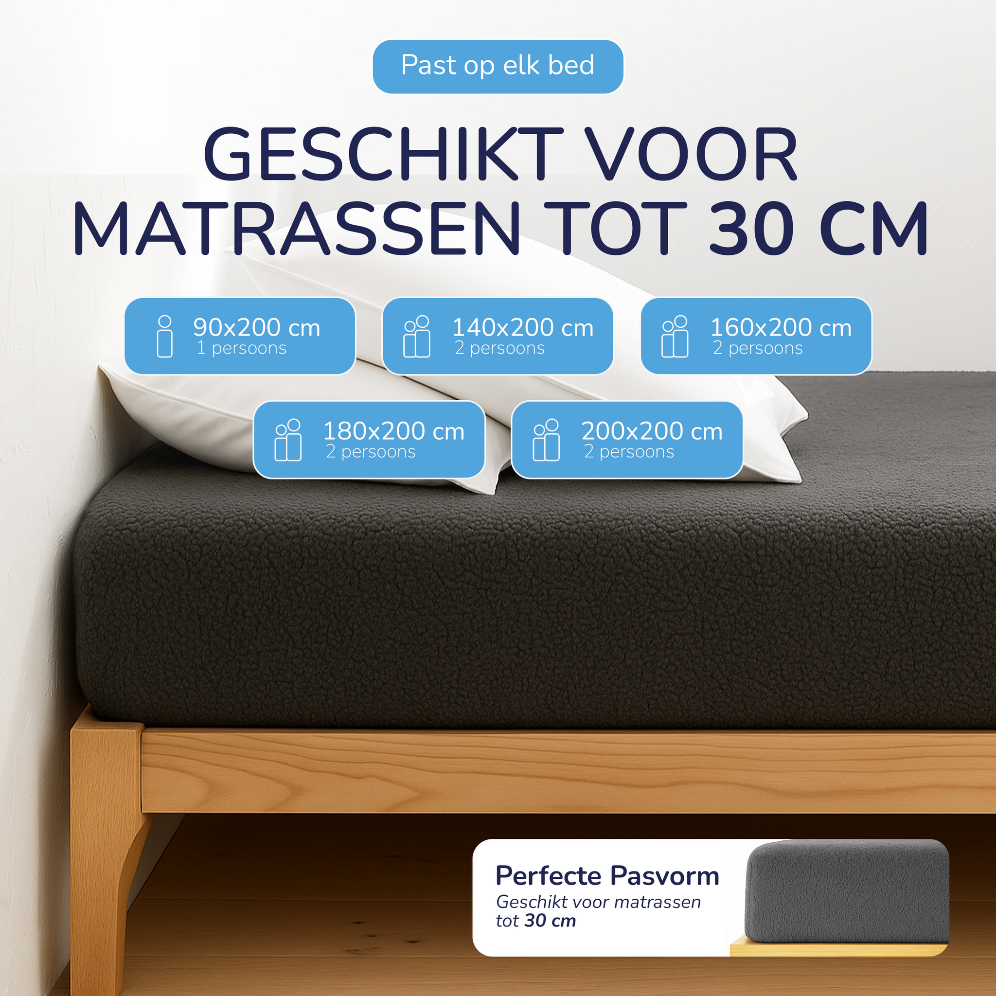 Teddy fleece hoeslaken - antraciet