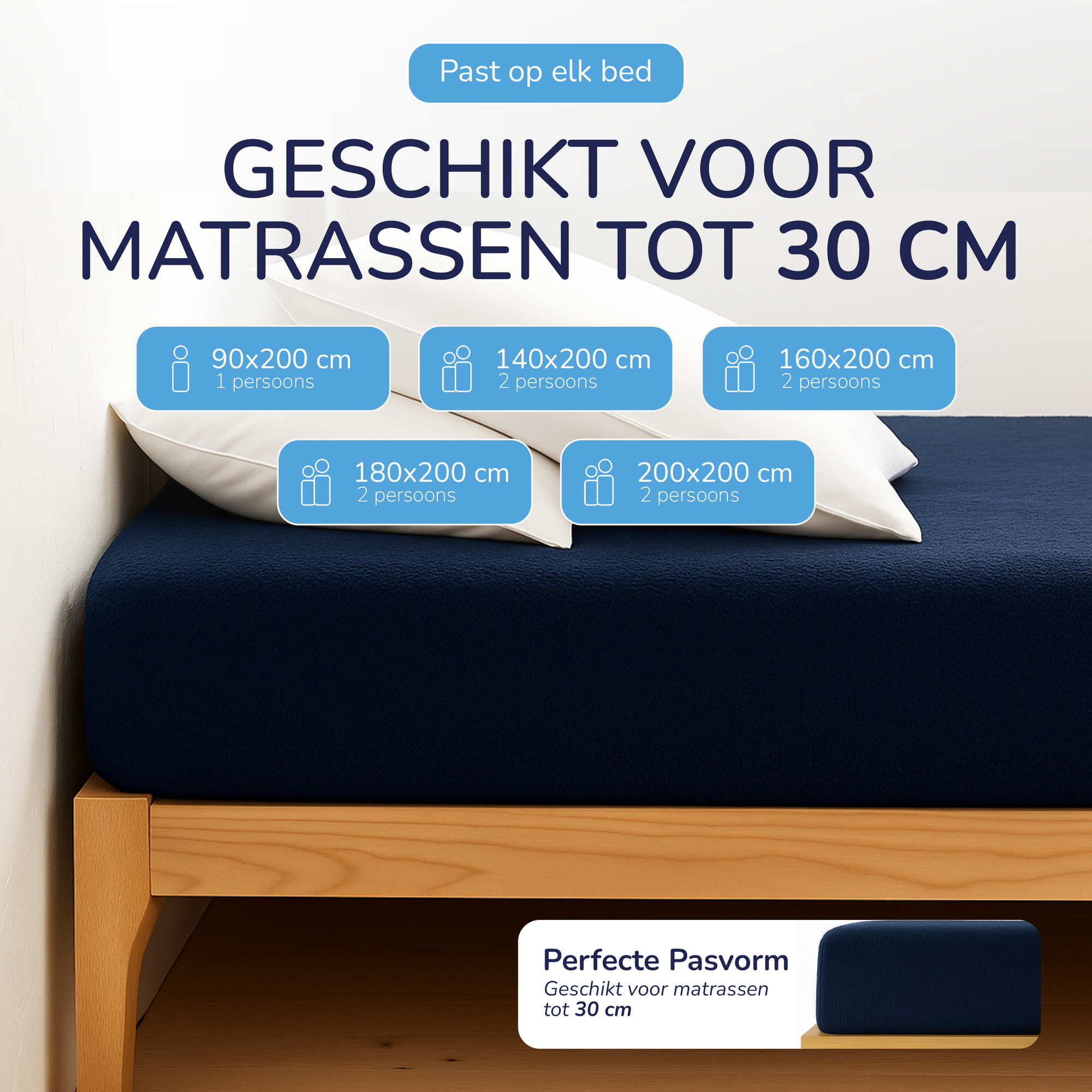 Teddy fleece hoeslaken - navy