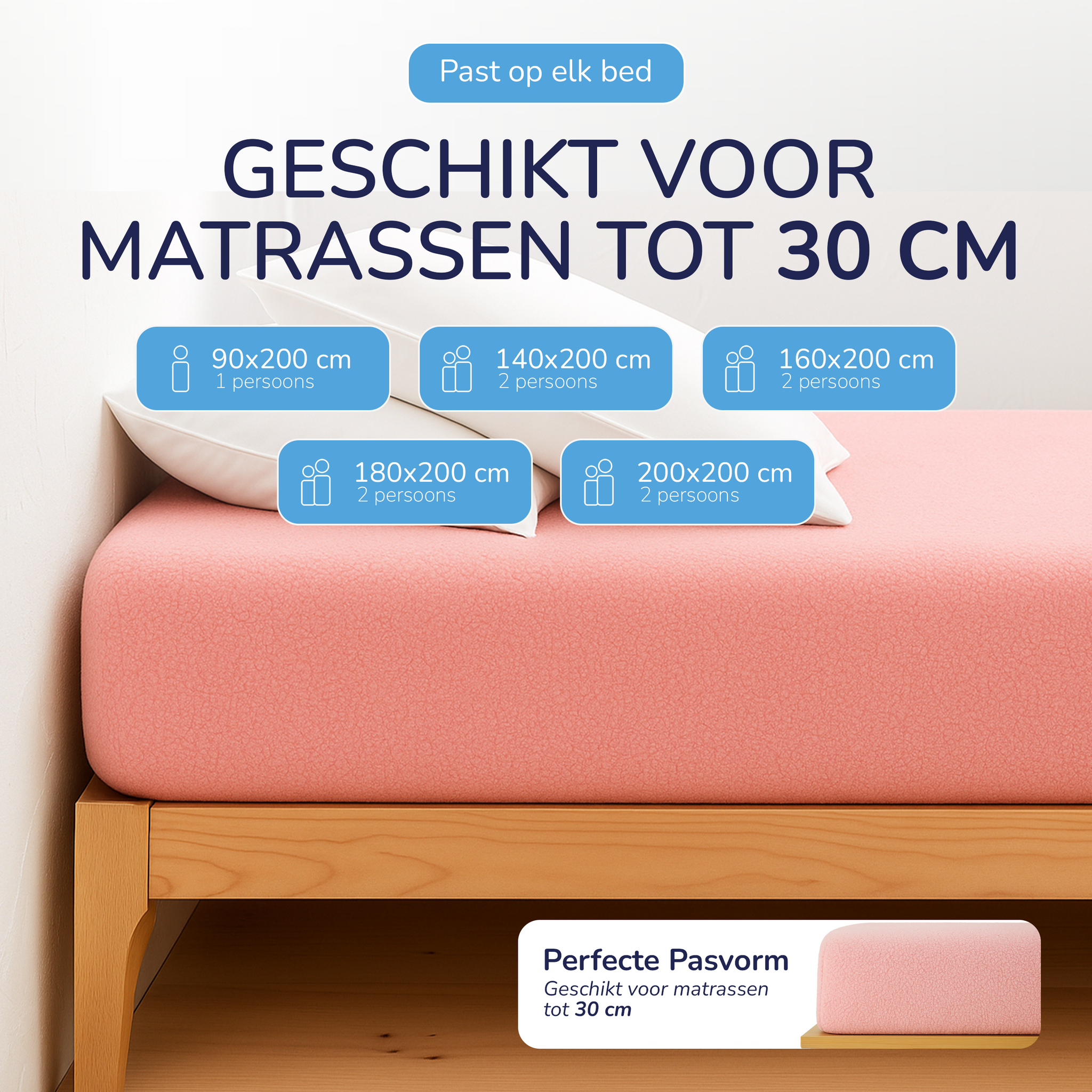 Teddy fleece hoeslaken - roze