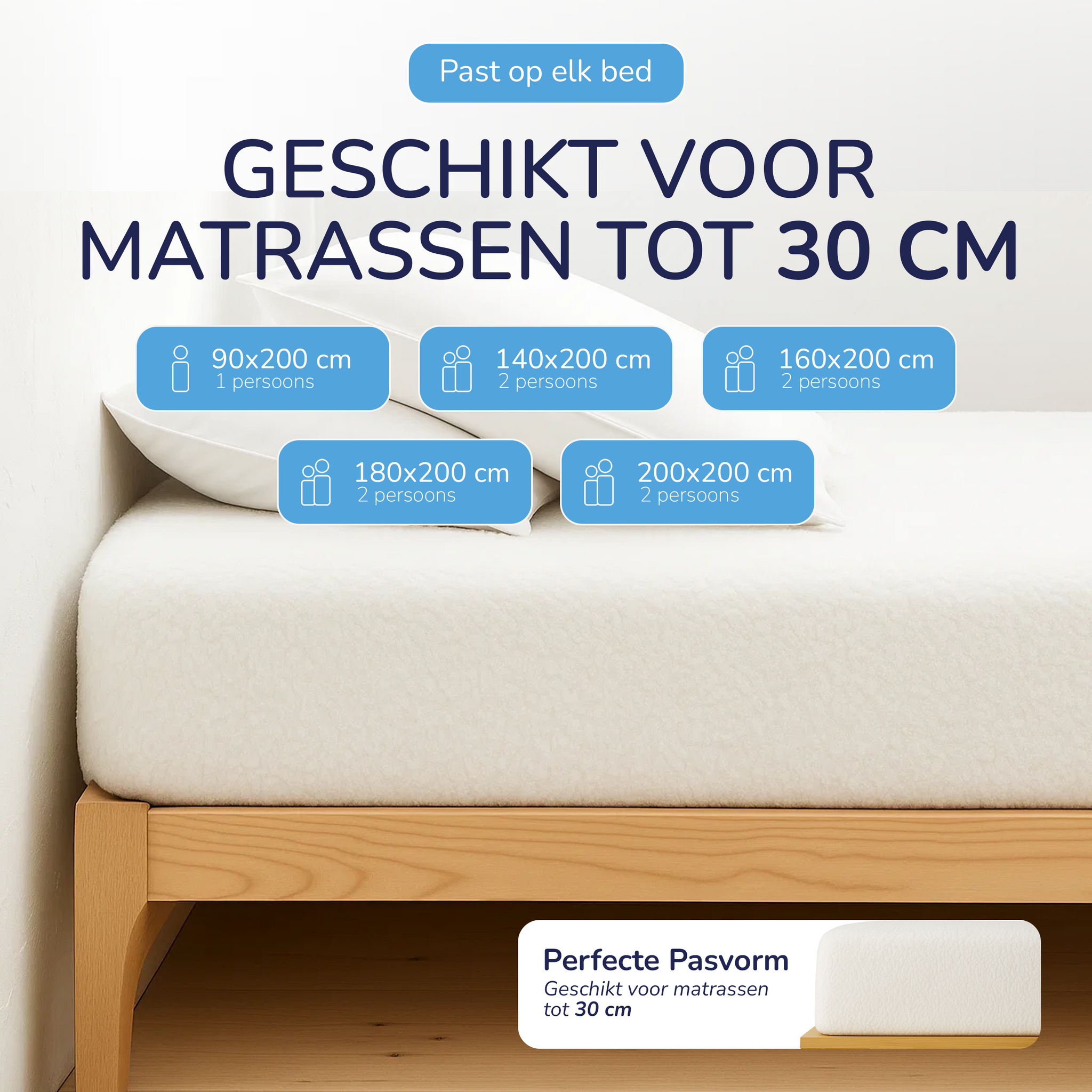 Teddy fleece hoeslaken - wit