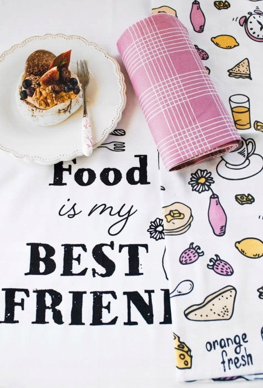 Theedoekdoekenset Food is my best friend - 40x60cm