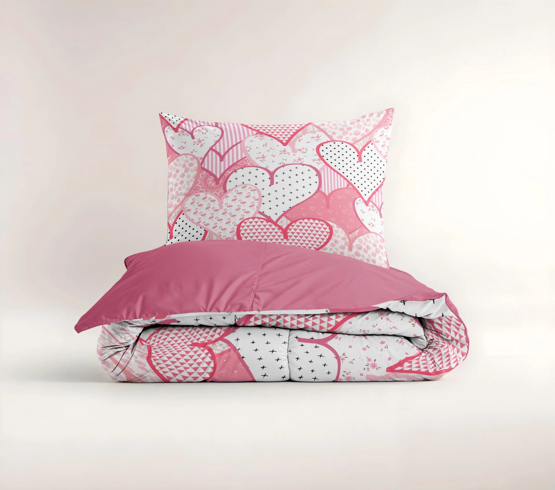 Kinderdekbedovertrek Hearts love  - microvezel - 1-persoons (140x220 + 60x70 cm)