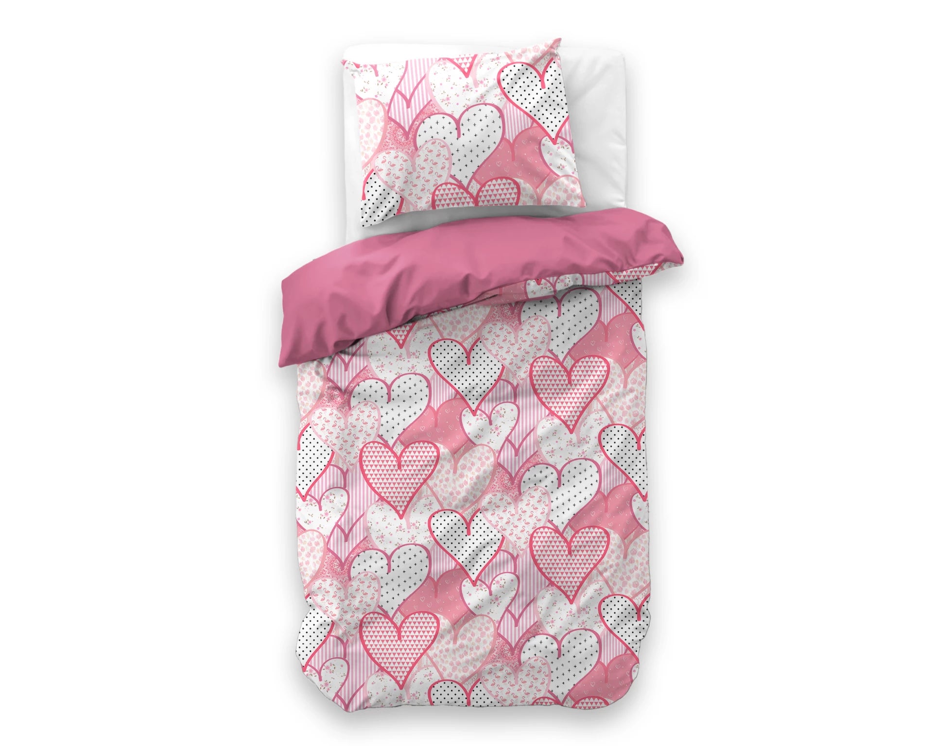 Kinderdekbedovertrek Hearts love  - microvezel - 1-persoons (140x220 + 60x70 cm)