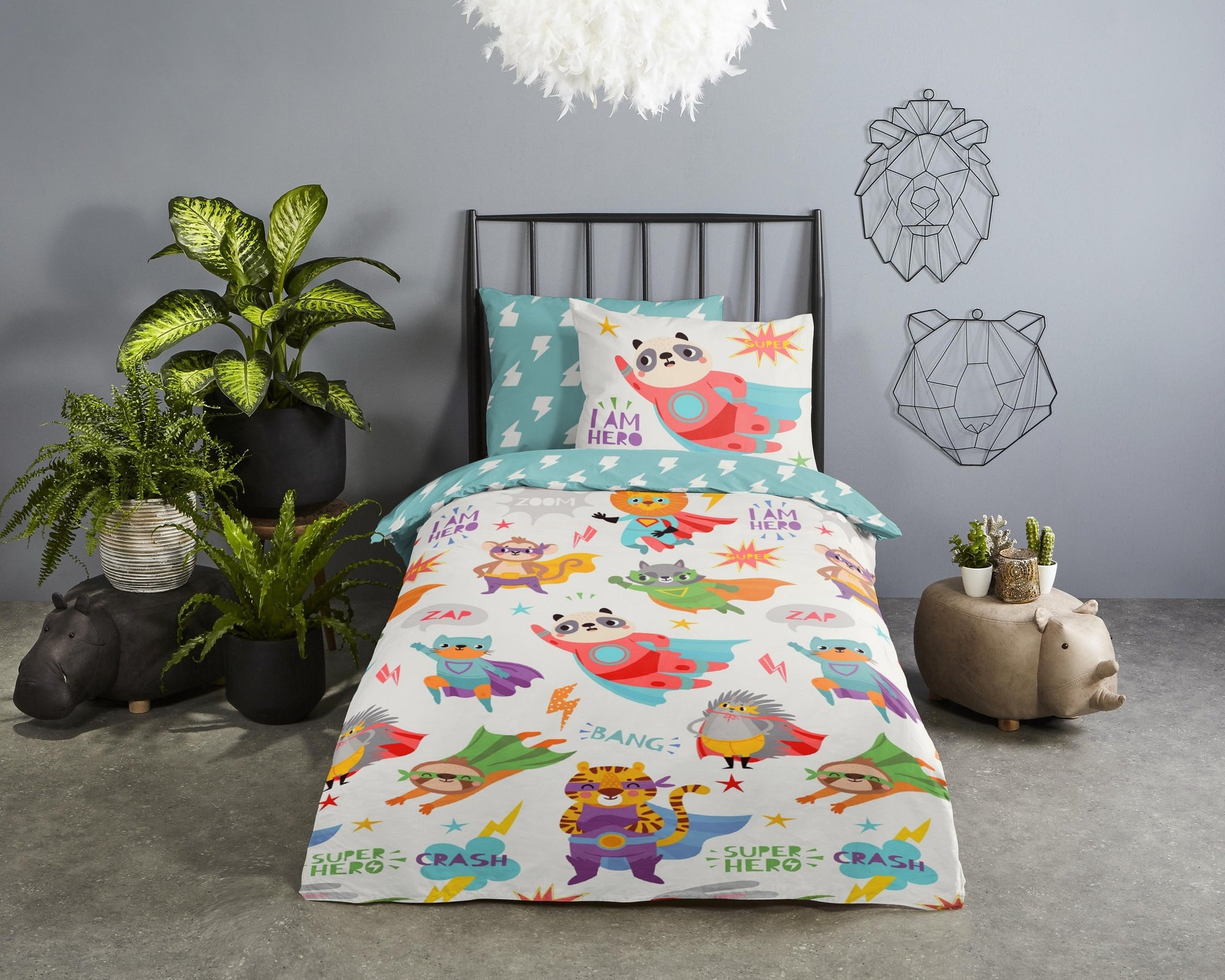 Peuter dekbedovertrek Super hero - katoen  - 120x150 + 60x70 cm