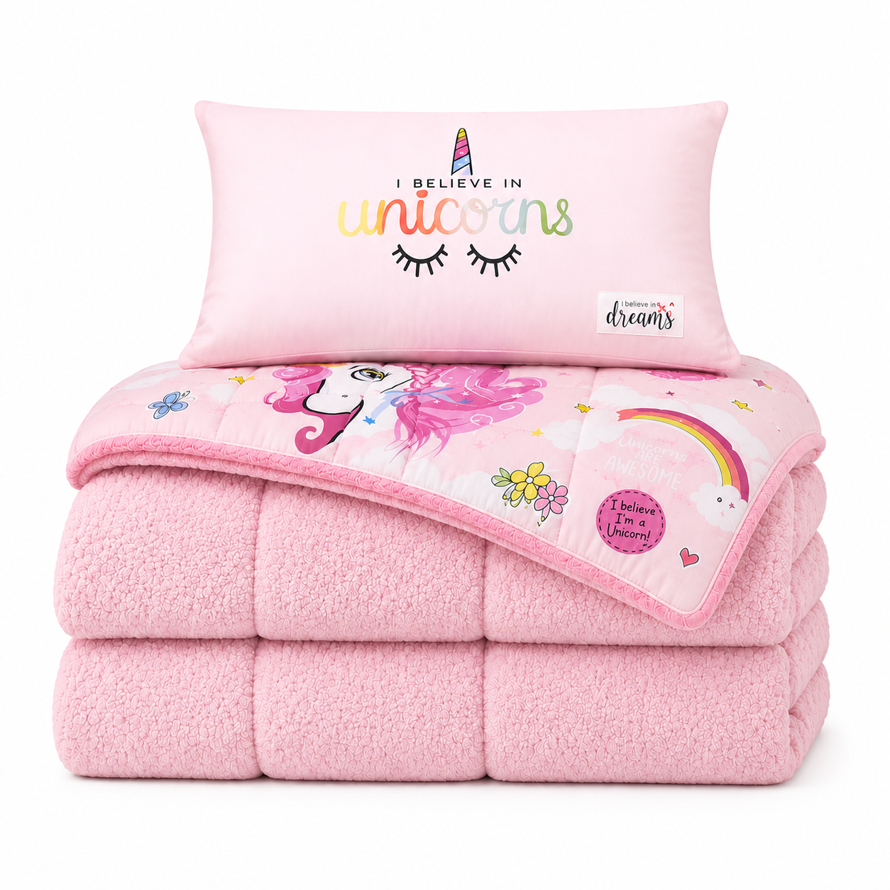 Decoware kinderdekbed zonder overtrek Pink dreams - Teddy - Katoen - Incl. kussensloop - 140x220 cm