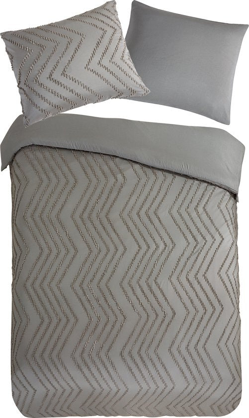 Microvezel dekbedovertrek Zigzag - Taupe