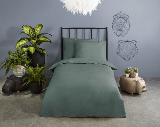Good morning dekbedovertrek uni - olijfgroen - Katoen