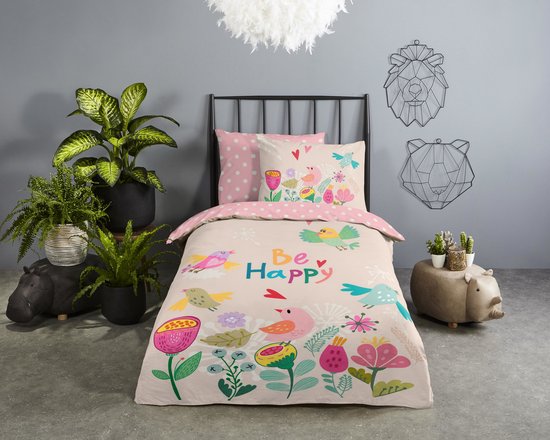 Good morning kinderdekbedovertrek Happily - katoen - eenpersoons (140x220 + 60x70 cm)