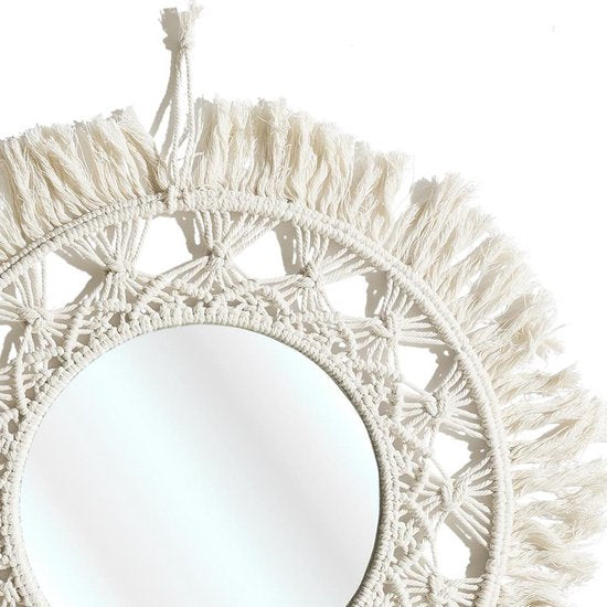 Home Deco Factory Wandspiegel Boho/Ibiza - macrame - rond - D55cm