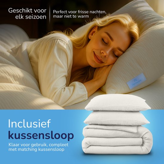 Decoware Easy dekbed zonder overtrek inclusief kussensloop - Mousseline - off white