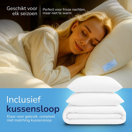 Decoware Easy dekbed zonder overtrek inclusief kussensloop - Mousseline - wit
