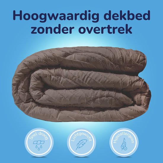 Decoware Eazsy dekbed zonder overtrek inclusief kussensloop - Tufted Waves - bruin