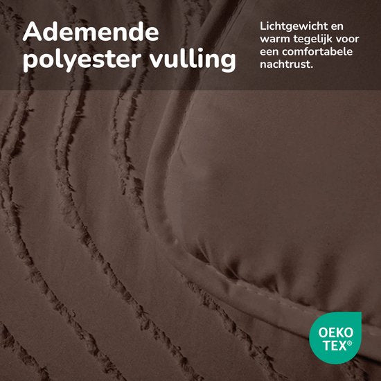 Decoware Eazsy dekbed zonder overtrek inclusief kussensloop - Tufted Waves - bruin