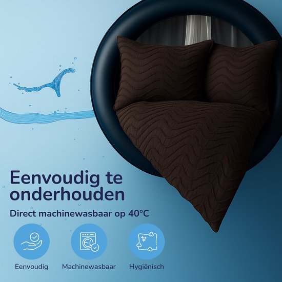Decoware Eazsy dekbed zonder overtrek inclusief kussensloop - Tufted Waves - bruin