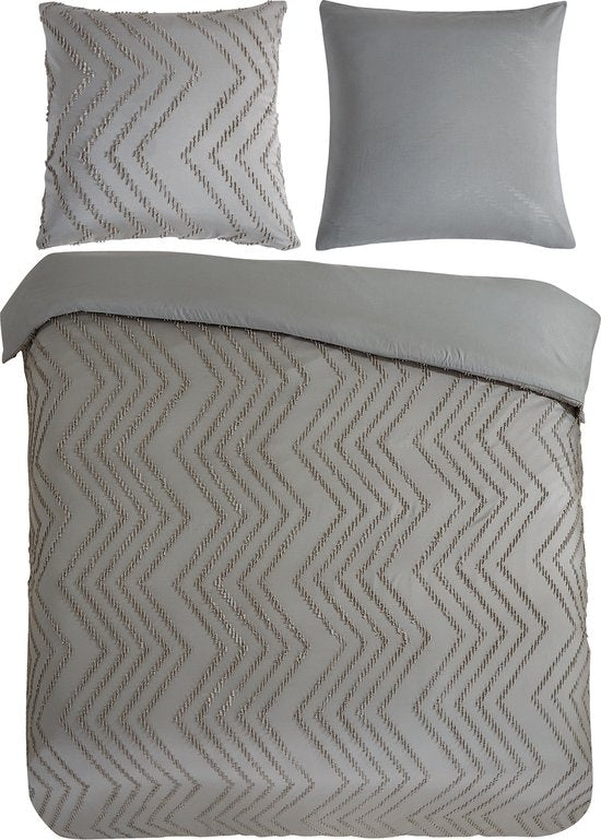 Microvezel dekbedovertrek Zigzag - Taupe