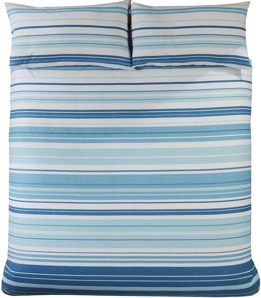 Polykatoen dekbedovertrek Staford stripe blauw