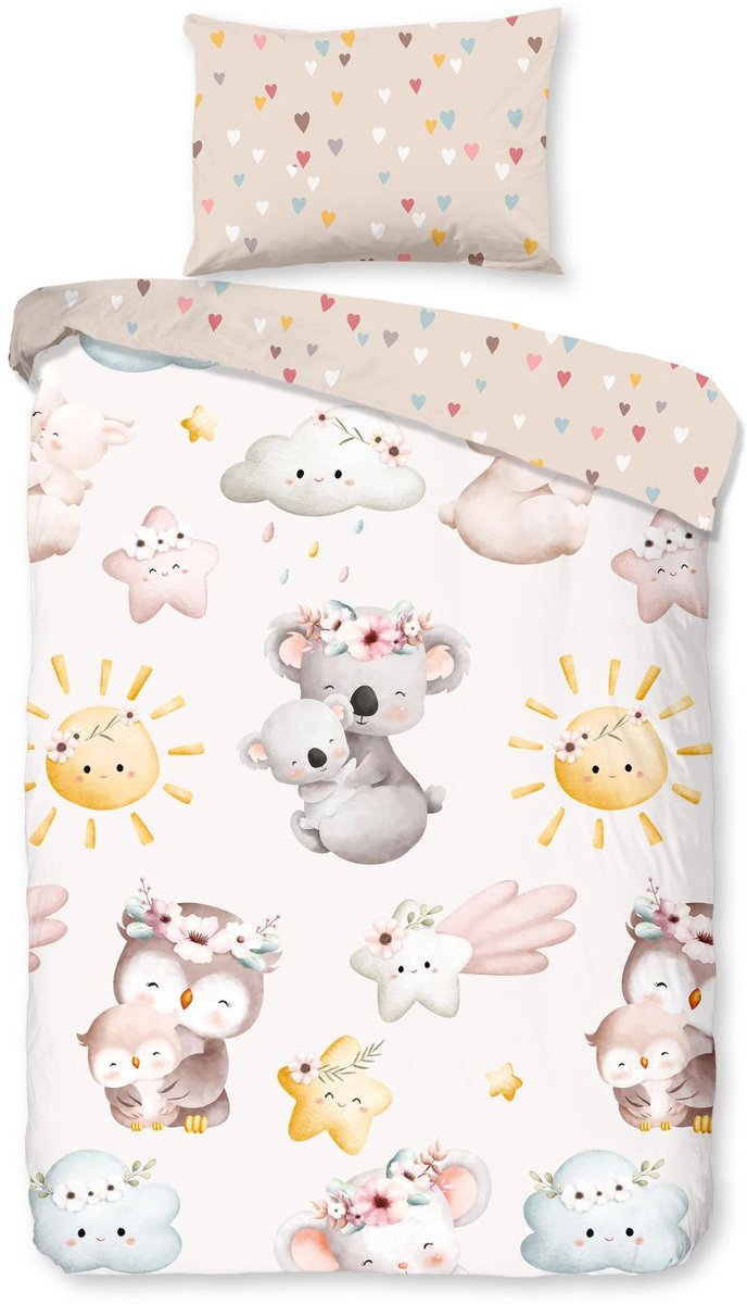 Good Morning Ledikant dekbedovertrek Hugs - katoen - 100x135 + 40x60 cm