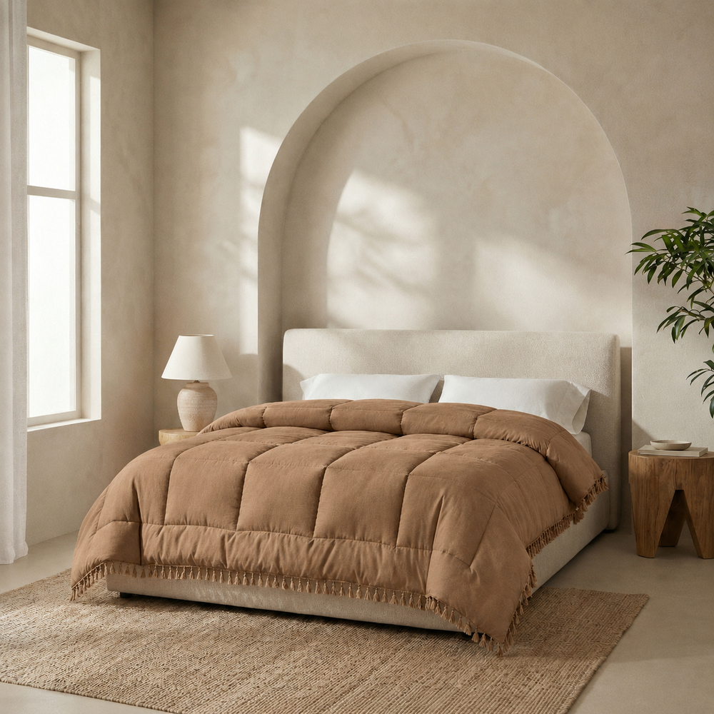 Decoware dekbed zonder overtrek incl. kussensloop - Lace trim - Taupe