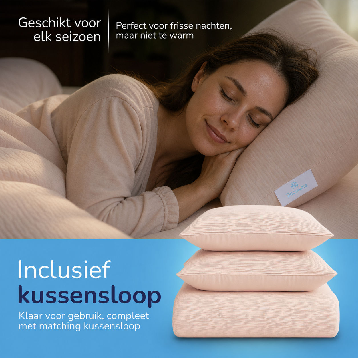 Decoware dekbed zonder overtrek incl. kussensloop - Mousseline - Roze